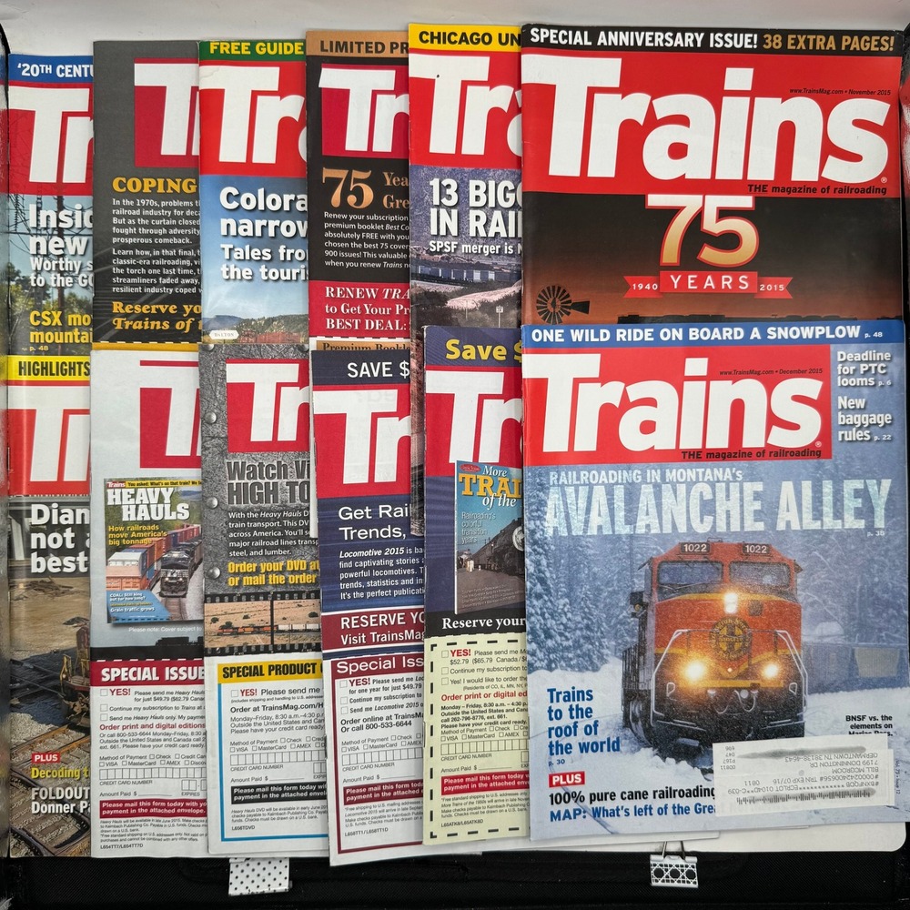 Trains Magazine Full Year 2015 Lot 12 Issues 75th Anniversary BNSF Steam Diesel
